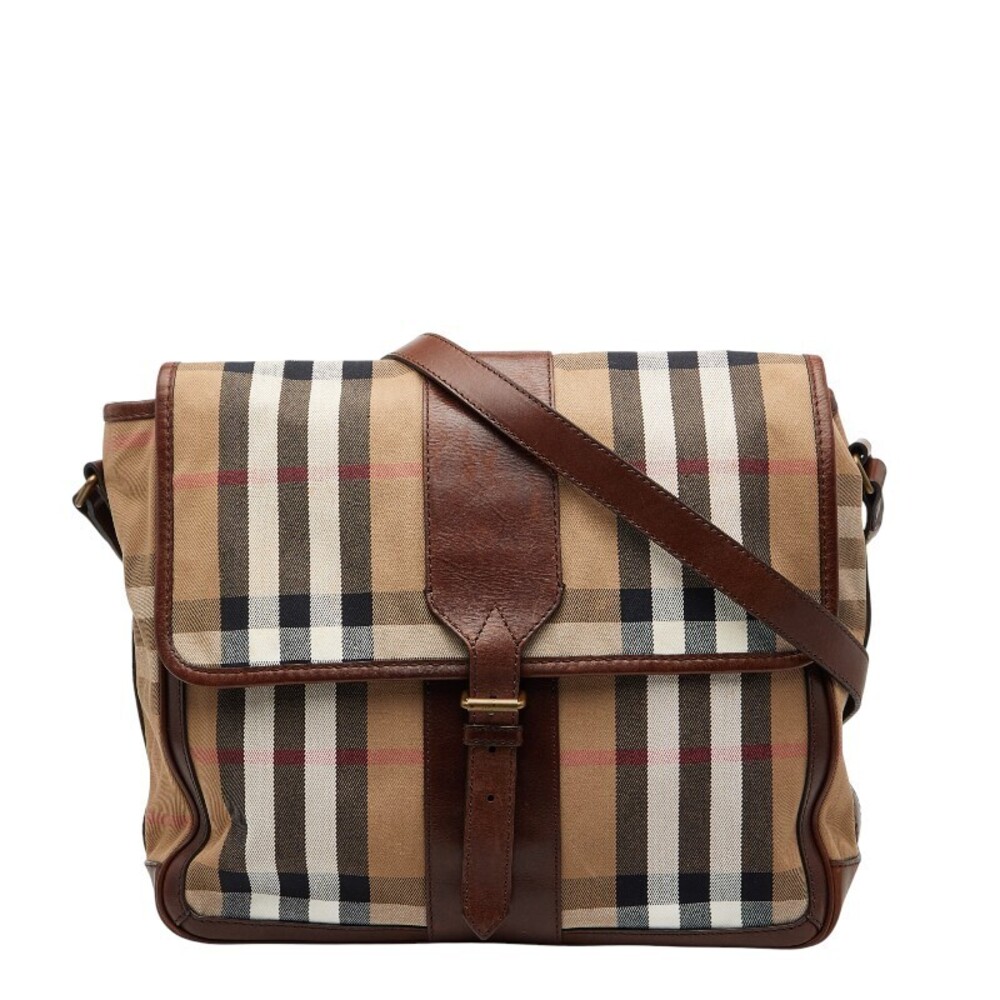Burberry Nova Check Messenger Bag Shoulder Brown Canvas Leather
